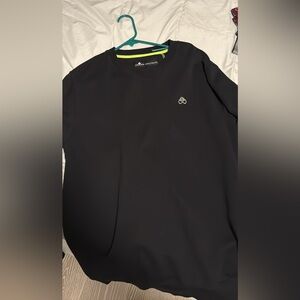 Moose Knuckles Black Crew Sweatshirt with Silver Logo and Neon Accent